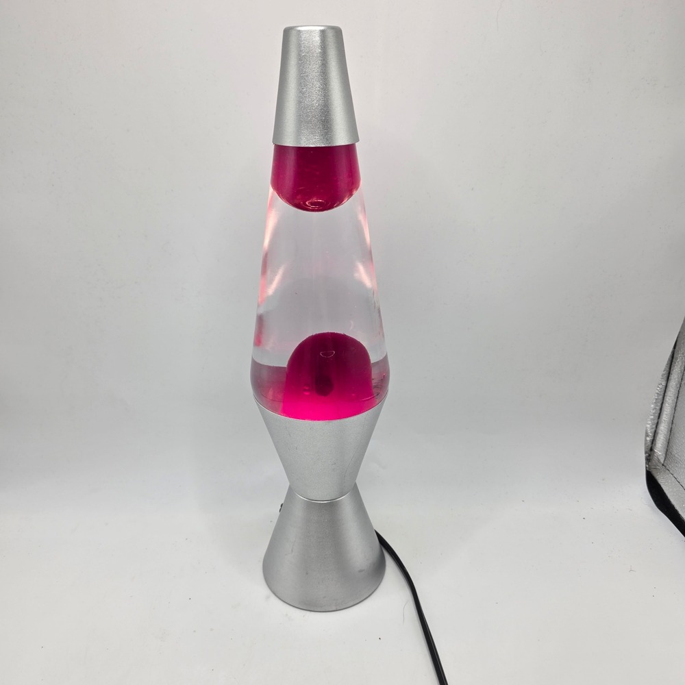 Lava Lite Motion Lamp Ruby Red Wax Silver Base Retro Mid Century Modern Decor - Picture 2 of 14
